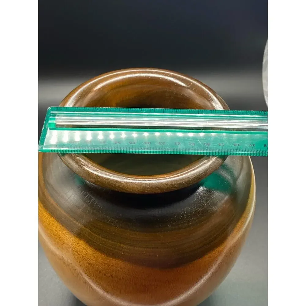 Turned wood Jar Vase Two Toned Handcrafted Wood‎ Accent Vase